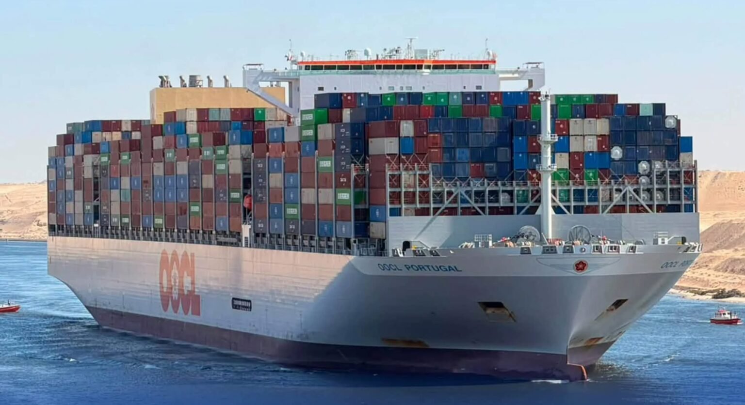 «OOCL PORTUGAL» تعبر قناة السويس لأول مرة.. وسعة السفينة تصل إلى 24 ألف حاوية